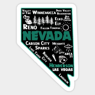 Henderson Nevada Map Las Vegas Winnemucca Reno Elko Ely Carson City Boulder City  Laughkin Sticker